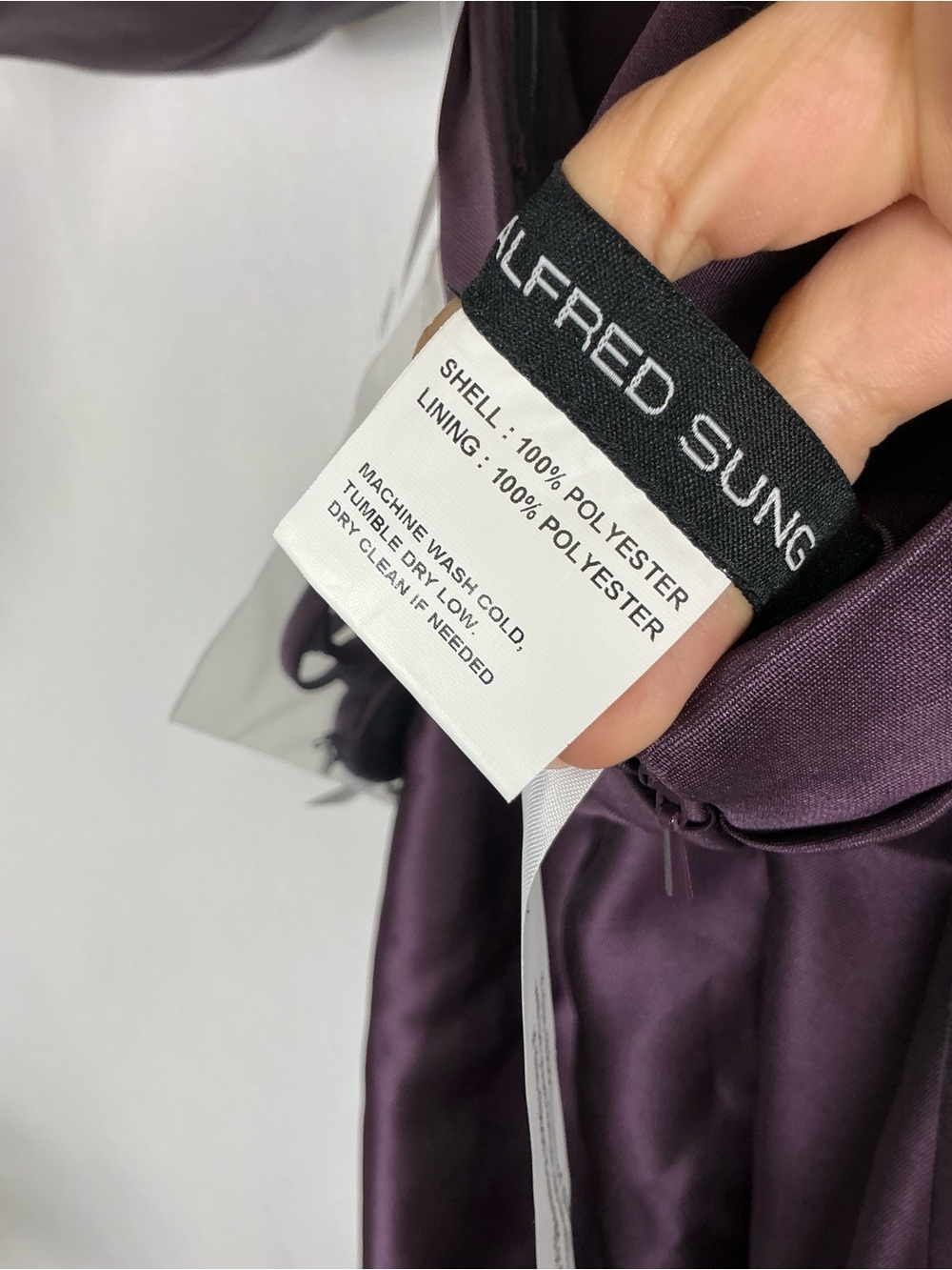 ALFRED SUNG Off-the-Shoulder Satin Maxi Dress in Plum - Picture 5 of 6